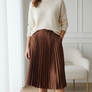 Haute Monde Chocolate Brown Midi Skirt